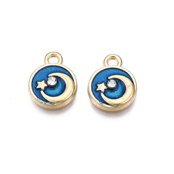 PandaHall Alloy Enamel Charms, with Crystal Rhinestone with Glitter Powder, Cadmium Free & Lead Free, Flat Round with Moon, Light Gold, Blue...
PandaHall Alloy Enamel Charms, with Crystal Rhinestone with Glitter Powder, Cadmium Free & Lead Free, Flat Round with Moon, Light Gold, Blue...