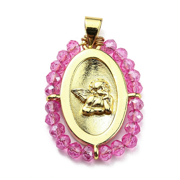 PandaHall Brass with Glass Pendants, Cadmium Free & Lead Free, Real 18K Gold Plated, Oval with Angel Pattern, Fuchsia, 25~26x19~19.5x3~3.5mm..., Pink
PandaHall Brass with Glass Pendants, Cadmium Free & Lead Free, Real 18K Gold Plated, Oval with Angel Pattern, Fuchsia, 25~26x19~19.5x3~3.5mm..., Pink