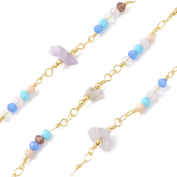 PandaHall Brass Link Chains, with Amethyst & Glass Beads & Spool, Golden, 17~23.5x3.5~19.5x3.5~8mm Brass
PandaHall Brass Link Chains, with Amethyst & Glass Beads & Spool, Golden, 17~23.5x3.5~19.5x3.5~8mm Brass