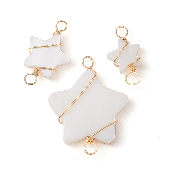 PandaHall 3Pcs 3 Styles Natural Freshwater Shell Copper Wire Wrapped Connector Charms, Light Gold, Star Links, WhiteSmoke..., White
PandaHall 3Pcs 3 Styles Natural Freshwater Shell Copper Wire Wrapped Connector Charms, Light Gold, Star Links, WhiteSmoke..., White