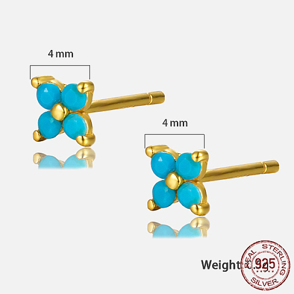 PandaHall Golden Sterling Silver Flower Stud Earrings, with Cubic Zirconia, with S925 Stamp, Turquoise, 4x4mm Cubic Zirconia Flower Green
PandaHall Golden Sterling Silver Flower Stud Earrings, with Cubic Zirconia, with S925 Stamp, Turquoise, 4x4mm Cubic Zirconia Flower Green