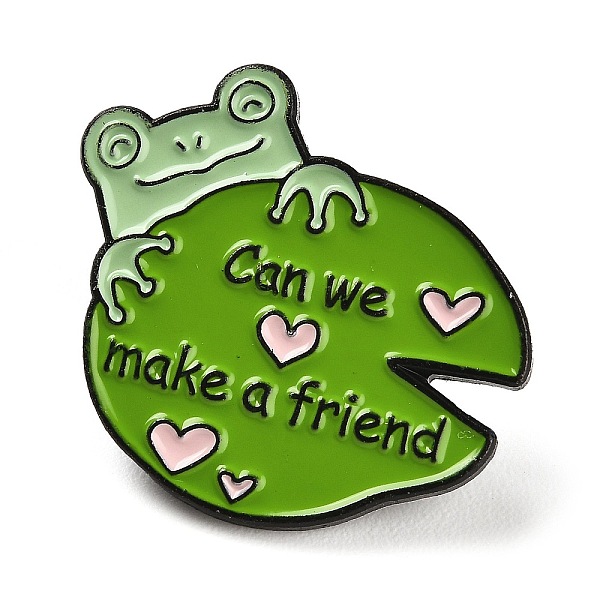 PandaHall Animal Enamel Pins, Electrophoresis Black Alloy Brooch, Lotus Leaf with Word Can We Make A Friend, Frog, 24x26.5x1.7mm...
PandaHall Animal Enamel Pins, Electrophoresis Black Alloy Brooch, Lotus Leaf with Word Can We Make A Friend, Frog, 24x26.5x1.7mm...