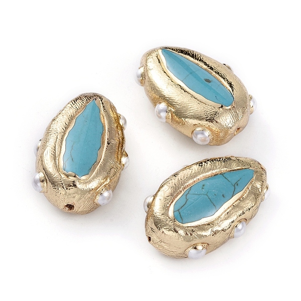 PandaHall Natural Howlite Beads, Dyed & Heated, with Golden Plated Edge Brass Findings and Pearl Beads, Teardrop, 32~35x19~21.5x11~13mm...
PandaHall Natural Howlite Beads, Dyed & Heated, with Golden Plated Edge Brass Findings and Pearl Beads, Teardrop, 32~35x19~21.5x11~13mm...
