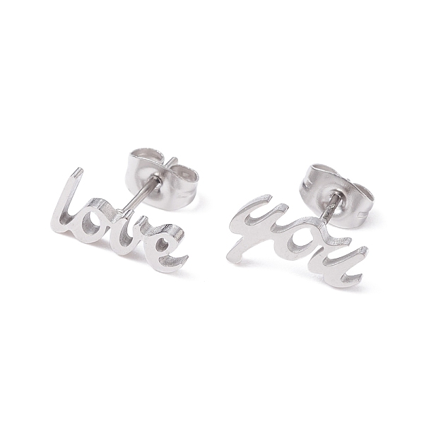 PandaHall Word Love 304 Stainless Steel Stud Earrings for Women, Stainless Steel Color, 7x12mm, Pin: 0.7mm 304 Stainless Steel Word
PandaHall Word Love 304 Stainless Steel Stud Earrings for Women, Stainless Steel Color, 7x12mm, Pin: 0.7mm 304 Stainless Steel Word