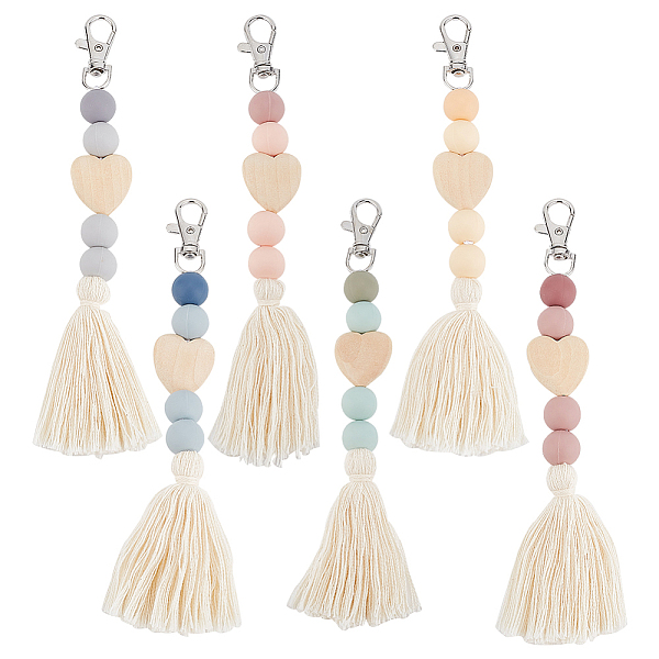 PandaHall GOMAKERER 6Pcs 6 Colors Tassels Silicone Beaded Pendant Decoration, with Heart Wood Beads and Iron Swivel Clasps, for DIY Bag..., Multicolor
PandaHall GOMAKERER 6Pcs 6 Colors Tassels Silicone Beaded Pendant Decoration, with Heart Wood Beads and Iron Swivel Clasps, for DIY Bag..., Multicolor