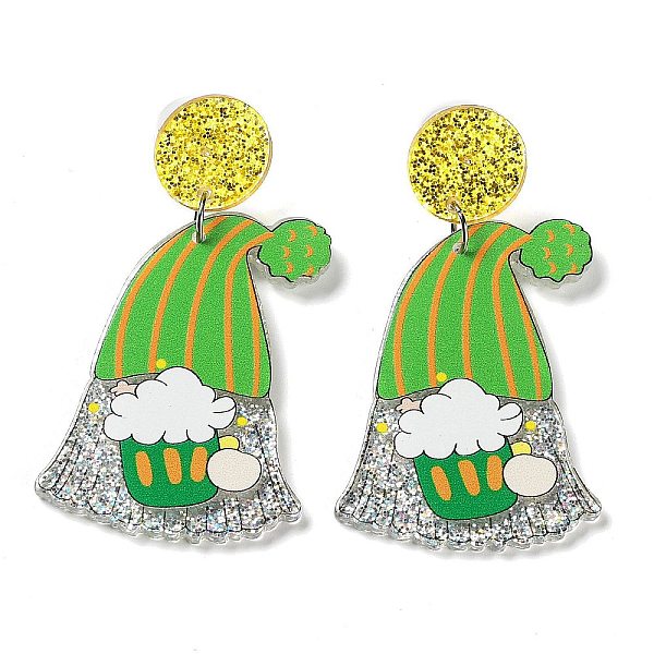 PandaHall Saint Patrick's Day Sparkling Acrylic Dangle Stud Earrings, Gnome, Yellow Green, 60x30mm Acrylic Gnome
PandaHall Saint Patrick's Day Sparkling Acrylic Dangle Stud Earrings, Gnome, Yellow Green, 60x30mm Acrylic Gnome
