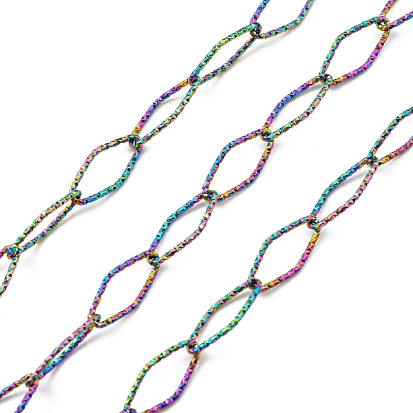 PandaHall Ion Plating(IP) 304 Stainless Steel Textured Horse Eye Link Chains, Soldered, with Spool, Rainbow Color, 15x7x1mm, about 16.40...
PandaHall Ion Plating(IP) 304 Stainless Steel Textured Horse Eye Link Chains, Soldered, with Spool, Rainbow Color, 15x7x1mm, about 16.40...