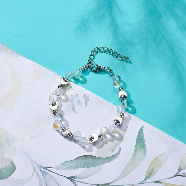 PandaHall Synthetic Moonstone & Brass Moon Beaded Bracelet for Women, 7-1/4 inch(18.5cm) Moonstone
PandaHall Synthetic Moonstone & Brass Moon Beaded Bracelet for Women, 7-1/4 inch(18.5cm) Moonstone