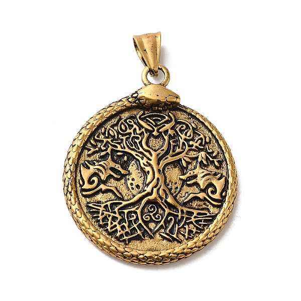PandaHall 304 Stainless Steel Big Pendants, Flat Round with Tree of Life & Snake Charm , Antique Golden, 56x38.5x4mm, Hole: 9x5mm 304...
PandaHall 304 Stainless Steel Big Pendants, Flat Round with Tree of Life & Snake Charm , Antique Golden, 56x38.5x4mm, Hole: 9x5mm 304...