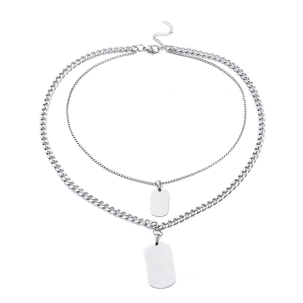 PandaHall 304 Stainless Steel Double Layer Necklaces, with Box Chains & Curb Chains, Rectangle, Stainless Steel Color, 16.57 inch(42.1cm)...
PandaHall 304 Stainless Steel Double Layer Necklaces, with Box Chains & Curb Chains, Rectangle, Stainless Steel Color, 16.57 inch(42.1cm)...