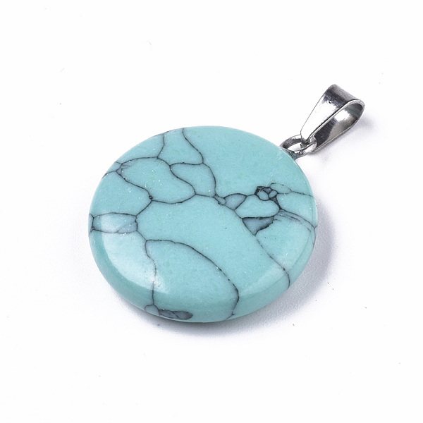 PandaHall Synthetic Turquoise Pendants, with Platinum Tone Brass Bails, Flat Round, 22~25x19~21x5~7mm, Hole: 3x6mm Synthetic Turquoise Flat...
PandaHall Synthetic Turquoise Pendants, with Platinum Tone Brass Bails, Flat Round, 22~25x19~21x5~7mm, Hole: 3x6mm Synthetic Turquoise Flat...