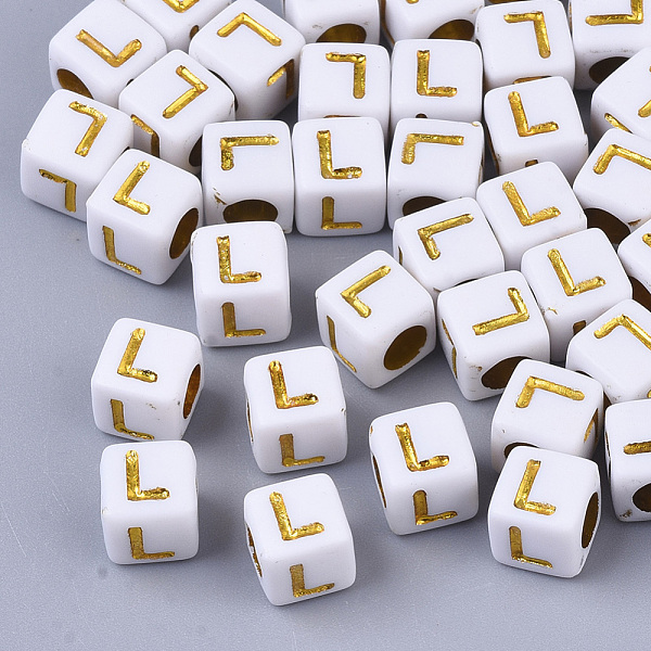 PandaHall Plating Acrylic Beads, Horizontal Hole, Golden Metal Enlaced, Alphabet Style, Cube, Letter.L, 5.5~6x5.5~6x5.5~6mm, Hole: 3.5mm..., Gold
PandaHall Plating Acrylic Beads, Horizontal Hole, Golden Metal Enlaced, Alphabet Style, Cube, Letter.L, 5.5~6x5.5~6x5.5~6mm, Hole: 3.5mm..., Gold