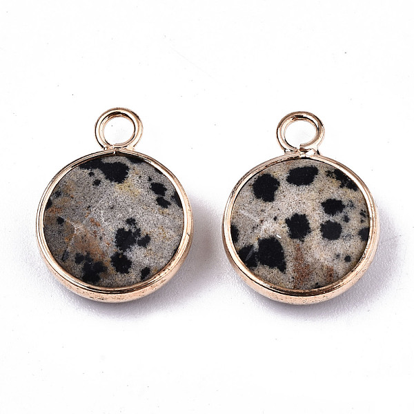 PandaHall Natural Dalmatian Jasper Pendants, Light Gold Tone Brass Edge, Faceted, Flat Round, 18x13.5x6mm, Hole: 2mm Dalmatian Jasper Flat...
PandaHall Natural Dalmatian Jasper Pendants, Light Gold Tone Brass Edge, Faceted, Flat Round, 18x13.5x6mm, Hole: 2mm Dalmatian Jasper Flat...