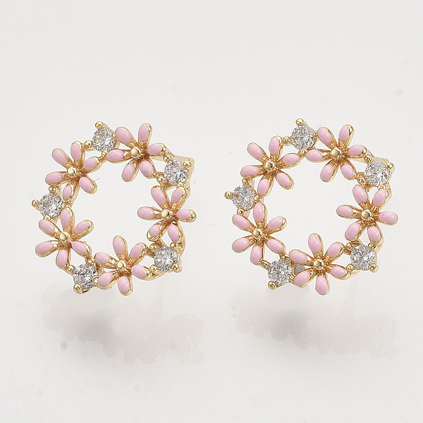 PandaHall Brass Micro Pave Clear Cubic Zirconia Stud Earring Findings, with Enamel and Loop, Nickel Free, Flower, Real 18K Gold Plated...
PandaHall Brass Micro Pave Clear Cubic Zirconia Stud Earring Findings, with Enamel and Loop, Nickel Free, Flower, Real 18K Gold Plated...