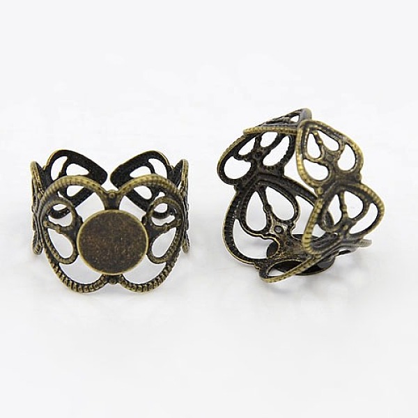 PandaHall Adjustable Brass Ring Shanks, Filigree Ring Base Findings, Round, Antique Bronze, Tray: 8mm, 17mm Brass
PandaHall Adjustable Brass Ring Shanks, Filigree Ring Base Findings, Round, Antique Bronze, Tray: 8mm, 17mm Brass