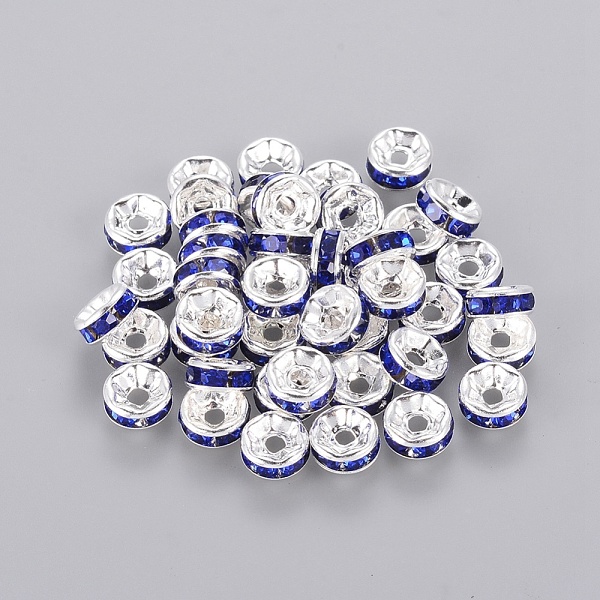 PandaHall Brass Rhinestone Spacer Beads, Grade A, Straight Flange, Silver Color Plated, Rondelle, Sapphire, 6x3mm, Hole: 1mm..., Blue
PandaHall Brass Rhinestone Spacer Beads, Grade A, Straight Flange, Silver Color Plated, Rondelle, Sapphire, 6x3mm, Hole: 1mm..., Blue