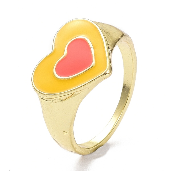 PandaHall Heart Alloy Enamel Finger Rings, Light Gold, Goldenrod, 2mm, US Size 8 1/2(18.5mm) Alloy Gold
PandaHall Heart Alloy Enamel Finger Rings, Light Gold, Goldenrod, 2mm, US Size 8 1/2(18.5mm) Alloy Gold