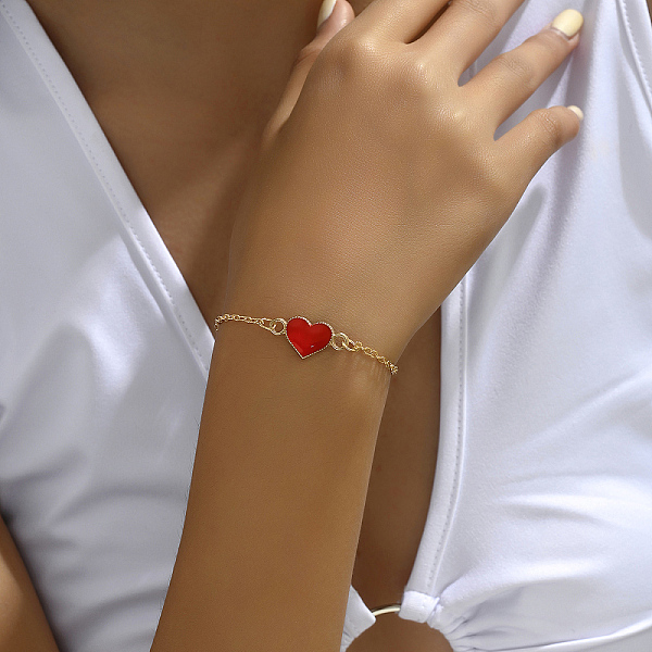 PandaHall Elegant Red Heart Alloy Link Bracelets for Women, Minimalist Fashion Jewelry Alloy Heart
PandaHall Elegant Red Heart Alloy Link Bracelets for Women, Minimalist Fashion Jewelry Alloy Heart