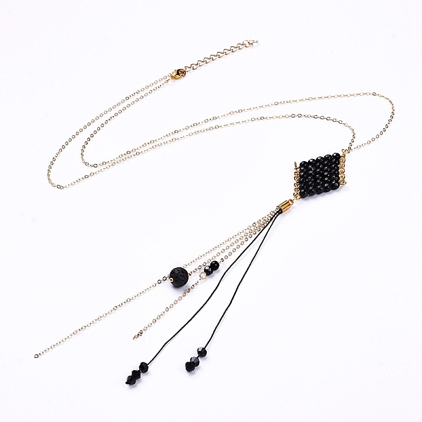 PandaHall Pendant Necklaces, with Faceted Glass Beads and Natural Lava Rock Beads, Brass Cable Chains & Lobster Claw Clasps, 23.42 inch...
PandaHall Pendant Necklaces, with Faceted Glass Beads and Natural Lava Rock Beads, Brass Cable Chains & Lobster Claw Clasps, 23.42 inch...
