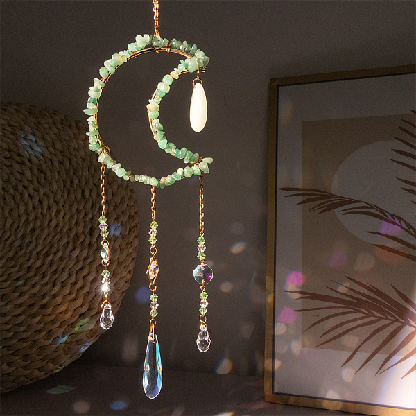 PandaHall Moon Metal & Natural Green Aventurine Chip Pendant Decorations, Hanging Suncatchers, with Glass Teardrop Charm, for Home Car..., White
PandaHall Moon Metal & Natural Green Aventurine Chip Pendant Decorations, Hanging Suncatchers, with Glass Teardrop Charm, for Home Car..., White