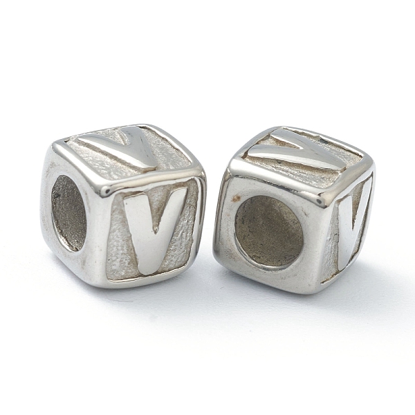 PandaHall 304 Stainless Steel European Beads, Large Hole Beads, Horizontal Hole, Cube with Letter, Stainless Steel Color, Letter.V, 8x8x8mm...
PandaHall 304 Stainless Steel European Beads, Large Hole Beads, Horizontal Hole, Cube with Letter, Stainless Steel Color, Letter.V, 8x8x8mm...