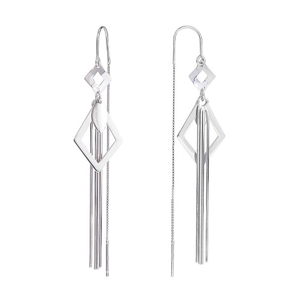 PandaHall Rhodium Plated 925 Sterling Silver Rhombus with Chain Tassel Dangle Earrings, Long Drop Ear Thread for Women, Platinum, 78x15.3mm...
PandaHall Rhodium Plated 925 Sterling Silver Rhombus with Chain Tassel Dangle Earrings, Long Drop Ear Thread for Women, Platinum, 78x15.3mm...