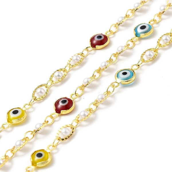 PandaHall Handmade Eco-friendly Brass Flat Round & Oval Link Chain, with Glass Evil Eye & CCB Pearl Beaded, Long-Lasting Plated, Golden...
PandaHall Handmade Eco-friendly Brass Flat Round & Oval Link Chain, with Glass Evil Eye & CCB Pearl Beaded, Long-Lasting Plated, Golden...