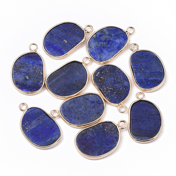 PandaHall Natural Lapis Lazuli Pendants, with Golden Tone Brass Open Back Bezel, Oval, 25x15.5x2~3mm, Hole: 2mm Lapis Lazuli Oval
PandaHall Natural Lapis Lazuli Pendants, with Golden Tone Brass Open Back Bezel, Oval, 25x15.5x2~3mm, Hole: 2mm Lapis Lazuli Oval