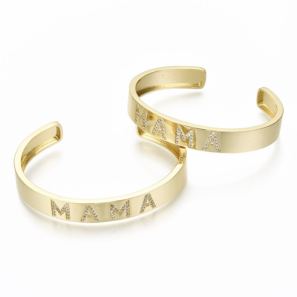 PandaHall Brass Micro Pave Clear Cubic Zirconia Cuff Bangles, Mother's Day Gifts, Nickel Free, Word Mama, Real 16K Gold Plated, Inner...
PandaHall Brass Micro Pave Clear Cubic Zirconia Cuff Bangles, Mother's Day Gifts, Nickel Free, Word Mama, Real 16K Gold Plated, Inner...