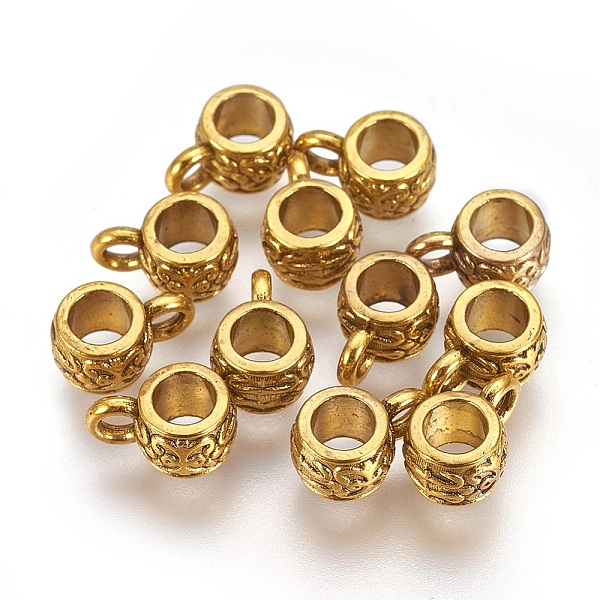 PandaHall Tibetan Style Hangers, Bail Beads, Lead Free, Antique Golden, 11x6x7mm, Hole: 3mm, Inner Diameter: 4mm Alloy Rondelle
PandaHall Tibetan Style Hangers, Bail Beads, Lead Free, Antique Golden, 11x6x7mm, Hole: 3mm, Inner Diameter: 4mm Alloy Rondelle