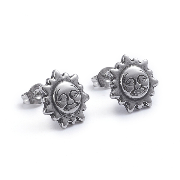 PandaHall Retro 304 Stainless Steel Stud Earrings, with Ear Nuts, Sun, Antique Silver, 12x12.5mm, Pin: 0.7mm 304 Stainless Steel Sun
PandaHall Retro 304 Stainless Steel Stud Earrings, with Ear Nuts, Sun, Antique Silver, 12x12.5mm, Pin: 0.7mm 304 Stainless Steel Sun