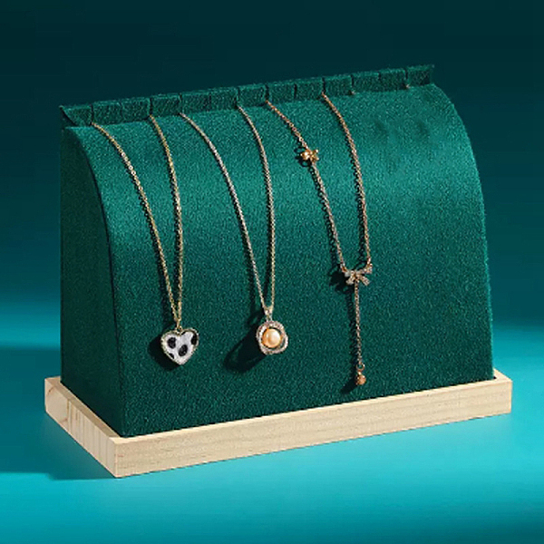 PandaHall Velvet Necklace Organizer Display Stands, Jewelry Display Rack for Necklace, with Wooden Base, Dark Green, 21x9x15.5cm Velvet
PandaHall Velvet Necklace Organizer Display Stands, Jewelry Display Rack for Necklace, with Wooden Base, Dark Green, 21x9x15.5cm Velvet