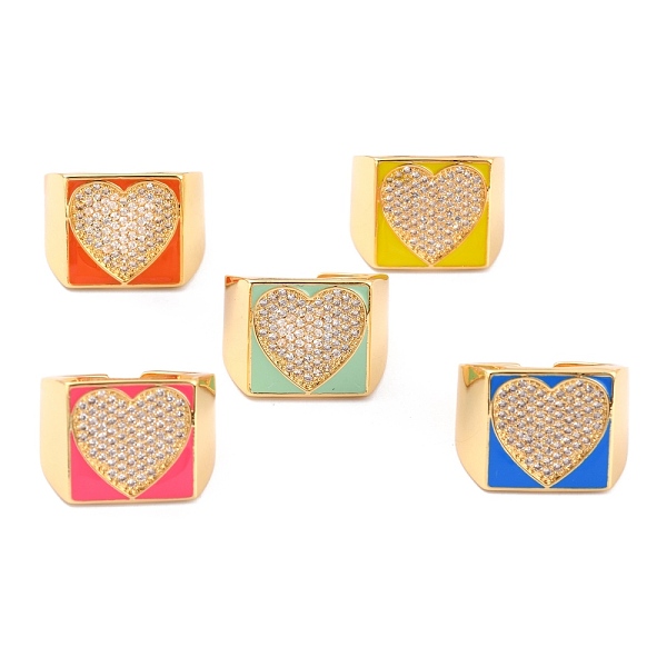 PandaHall Brass Micro Pave Clear Cubic Zirconia Cuff Rings, Open Rings, with Enamel, Square with Heart, Real 18K Gold Plated, Mixed Color..., Multicolor
PandaHall Brass Micro Pave Clear Cubic Zirconia Cuff Rings, Open Rings, with Enamel, Square with Heart, Real 18K Gold Plated, Mixed Color..., Multicolor