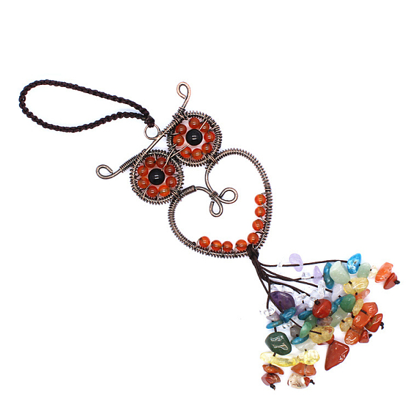 PandaHall Carnelian Owl Pendant Decorations, Colorful Gemstone Chip Beaded Tassel Hanging Ornament, with Metal Frame, 180mm Carnelian Owl
PandaHall Carnelian Owl Pendant Decorations, Colorful Gemstone Chip Beaded Tassel Hanging Ornament, with Metal Frame, 180mm Carnelian Owl