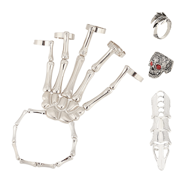 PandaHall ANATTASOUL Siam Rhinestone Skull Wide Dome & Eagle Claw & Finger Nail Tip Claw Rings & Skeleton Full Hand Ring Bracelet, Punk...
PandaHall ANATTASOUL Siam Rhinestone Skull Wide Dome & Eagle Claw & Finger Nail Tip Claw Rings & Skeleton Full Hand Ring Bracelet, Punk...
