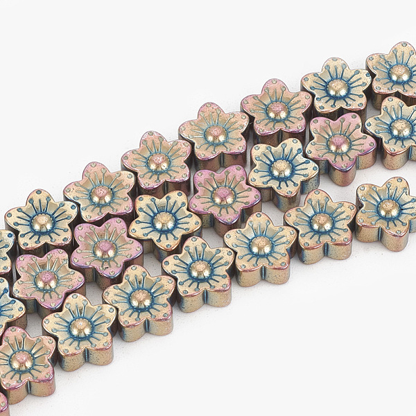 PandaHall Electroplate Non-magnetic Synthetic Hematite Beads Strands, Flower, Rainbow Plated, 10x10x4mm, Hole: 1mm, about 45pcs/strand, 16.5...
PandaHall Electroplate Non-magnetic Synthetic Hematite Beads Strands, Flower, Rainbow Plated, 10x10x4mm, Hole: 1mm, about 45pcs/strand, 16.5...