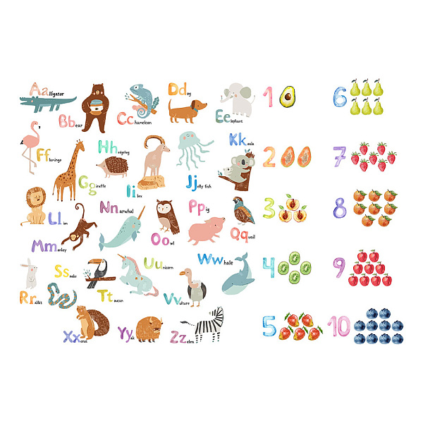 PandaHall PVC Wall Stickers, Wall Decoration, Animal/Fruit Pattern, Letter Pattern, 1180x350mm Plastic Letter
PandaHall PVC Wall Stickers, Wall Decoration, Animal/Fruit Pattern, Letter Pattern, 1180x350mm Plastic Letter