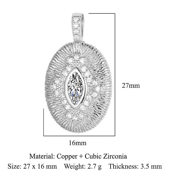 PandaHall Brass Micro Pave Clear Cubic Zirconia Pendants, Oval with Horse Eye Charms, Platinum, 27x16x3.5mm Brass+Cubic Zirconia Oval Clear
PandaHall Brass Micro Pave Clear Cubic Zirconia Pendants, Oval with Horse Eye Charms, Platinum, 27x16x3.5mm Brass+Cubic Zirconia Oval Clear