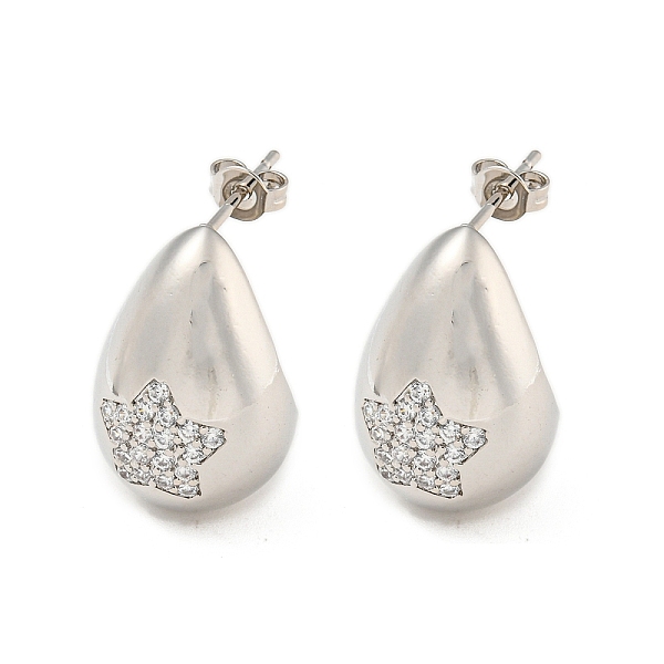 PandaHall Brass with Cubic Zirconia Stud Earrings, Teardrop, Platinum, 21.5x14mm Cubic Zirconia Teardrop Clear
PandaHall Brass with Cubic Zirconia Stud Earrings, Teardrop, Platinum, 21.5x14mm Cubic Zirconia Teardrop Clear