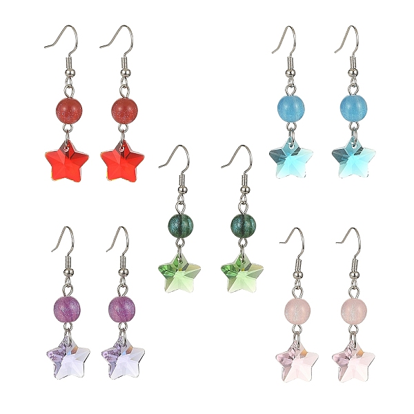 PandaHall Resin & Glass Star Dangle Earrings, Platinum Brass Earrings, Mixed Color, 45x13.5mm Resin Star Multicolor
PandaHall Resin & Glass Star Dangle Earrings, Platinum Brass Earrings, Mixed Color, 45x13.5mm Resin Star Multicolor