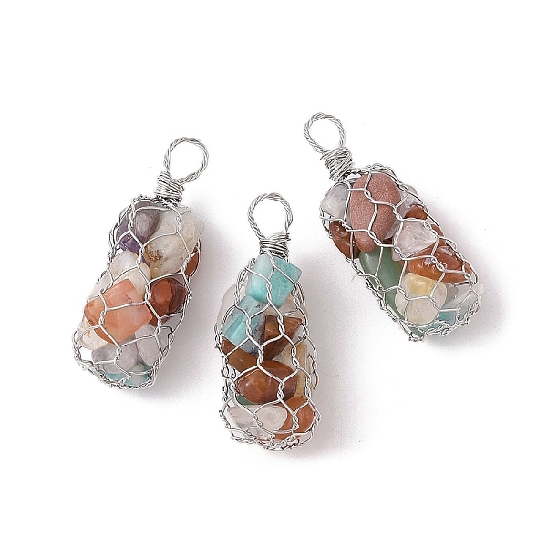 PandaHall Rack Plating Copper Wire Wrapped Natural Mixed Stone Chip Big Pendants, Macrame Gems Charms, Cadmium Free & Lead Free, Platinum...
PandaHall Rack Plating Copper Wire Wrapped Natural Mixed Stone Chip Big Pendants, Macrame Gems Charms, Cadmium Free & Lead Free, Platinum...