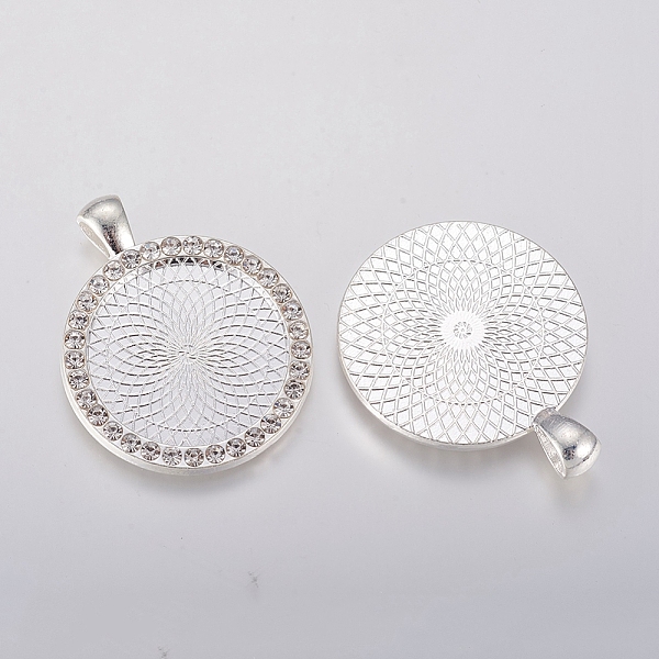 PandaHall Alloy Pendant Cabochon Settings, Plain Edge Bezel Cups, with Rhinestone, Flat Round, Crystal, Silver, Tray: 25mm, 40x32x3mm, Hole..., Clear
PandaHall Alloy Pendant Cabochon Settings, Plain Edge Bezel Cups, with Rhinestone, Flat Round, Crystal, Silver, Tray: 25mm, 40x32x3mm, Hole..., Clear