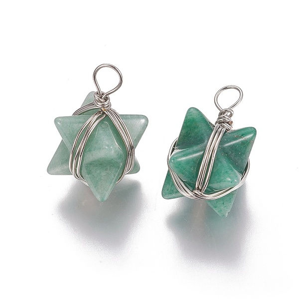 PandaHall Natural Green Aventurine Pendants, with Brass Findings, Merkaba Star, Platinum, 24~27x17x17mm, Hole: 3.5~4mm Green Aventurine Star
PandaHall Natural Green Aventurine Pendants, with Brass Findings, Merkaba Star, Platinum, 24~27x17x17mm, Hole: 3.5~4mm Green Aventurine Star