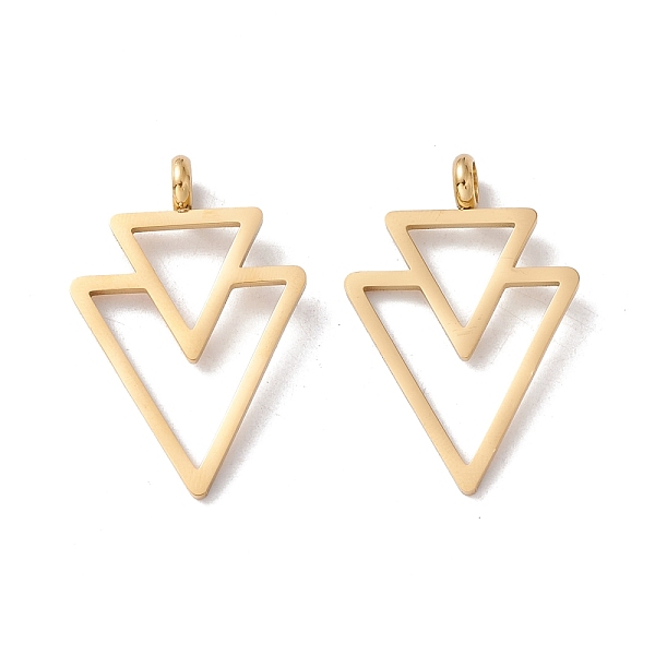 PandaHall Ion Plating(IP) 304 Stainless Steel Pendants, Double Triangle, Golden, 34.5x23x6mm, Hole: 4mm 304 Stainless Steel Triangle
PandaHall Ion Plating(IP) 304 Stainless Steel Pendants, Double Triangle, Golden, 34.5x23x6mm, Hole: 4mm 304 Stainless Steel Triangle