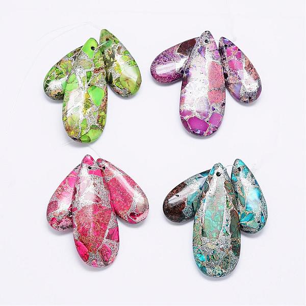 PandaHall Natural Regalite/Imperial Jasper/Sea Sediment Jasper Pendants, with Silver Line, Dyed, teardrop, Mixed Color..., Multicolor
PandaHall Natural Regalite/Imperial Jasper/Sea Sediment Jasper Pendants, with Silver Line, Dyed, teardrop, Mixed Color..., Multicolor