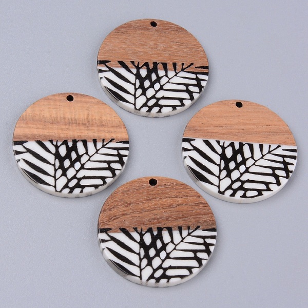 PandaHall Resin & Walnut Wood Pendants, Two Tone, Flat Round with Leaf, Black, 35x2~3mm, Hole: 2mm Resin+Wood Flat Round Black
PandaHall Resin & Walnut Wood Pendants, Two Tone, Flat Round with Leaf, Black, 35x2~3mm, Hole: 2mm Resin+Wood Flat Round Black