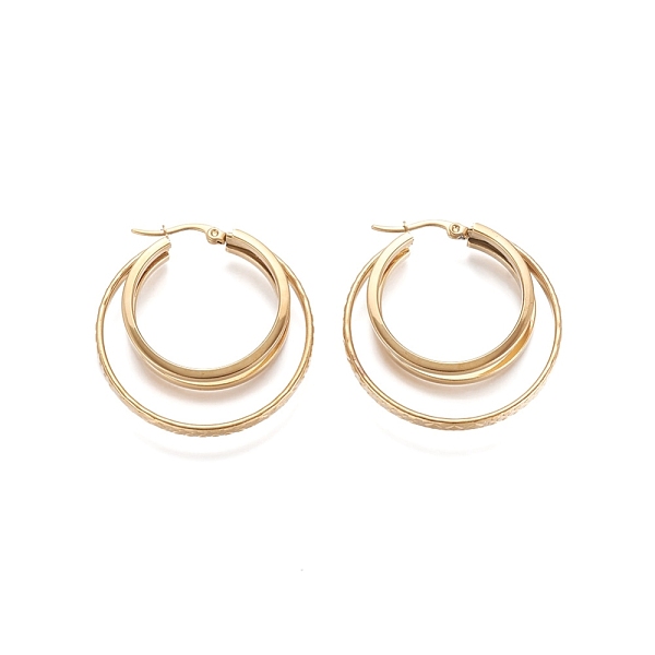 PandaHall 304 Stainless Steel Triple Hoop Earrings, Hypoallergenic Earrings, Multi-Layer Earrings, Textured, Ring, Golden, 40x38x7mm, Pin...
PandaHall 304 Stainless Steel Triple Hoop Earrings, Hypoallergenic Earrings, Multi-Layer Earrings, Textured, Ring, Golden, 40x38x7mm, Pin...