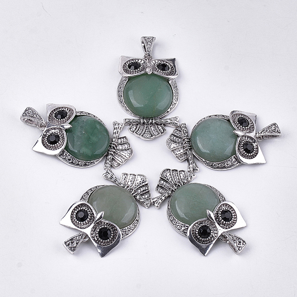 PandaHall Natural Green Aventurine Big Pendants, with Rhinestone and Alloy Findings, Dyed, Owl, Antique Silver, 50x32x9.5~10mm, Hole..., Black
PandaHall Natural Green Aventurine Big Pendants, with Rhinestone and Alloy Findings, Dyed, Owl, Antique Silver, 50x32x9.5~10mm, Hole..., Black