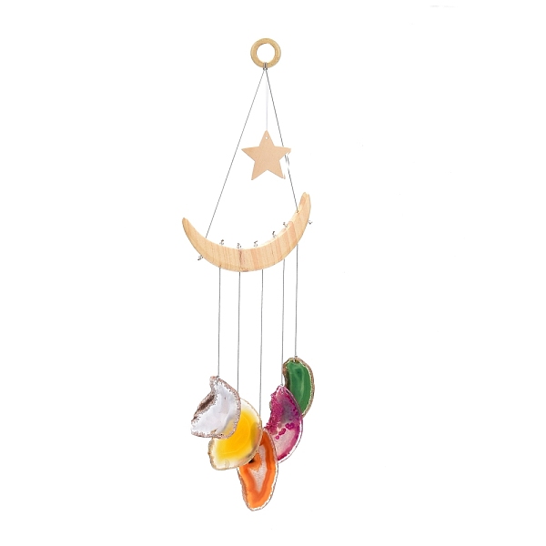 PandaHall Wood & Natural Dye Agate Wind Chime Pendants, Chakra Stones Wall Hanging Ornament, for Home Decor, Colorful, 451x130mm Wood Moon
PandaHall Wood & Natural Dye Agate Wind Chime Pendants, Chakra Stones Wall Hanging Ornament, for Home Decor, Colorful, 451x130mm Wood Moon