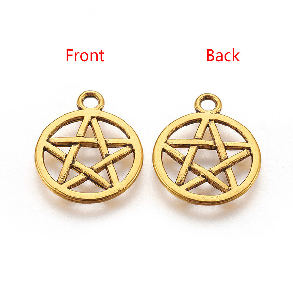 PandaHall Tibetan Style Alloy Flat Round with Star Charms, Wicca Charms, Pentacle, Cadmium Free & Lead Free, Antique Golden, 20.5x16.9x1.7mm...
PandaHall Tibetan Style Alloy Flat Round with Star Charms, Wicca Charms, Pentacle, Cadmium Free & Lead Free, Antique Golden, 20.5x16.9x1.7mm...